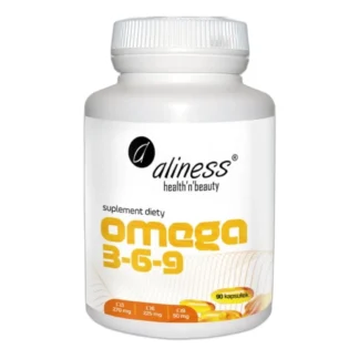 Aliness Omega 3-6-9 kwasy EPA DHA 90 kapsułek serce mózg wzrok odporność — zdjęcie 1